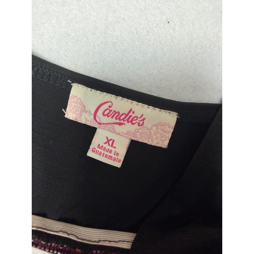 Candies Y2K Pink Black Silver Colorblock Empire Waist Mini Dress XL 7178YDCD - Picture 2 of 7